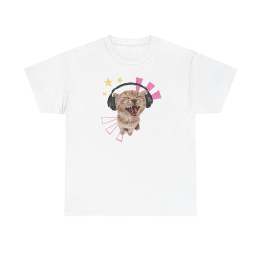 Cat with Headphones Tee