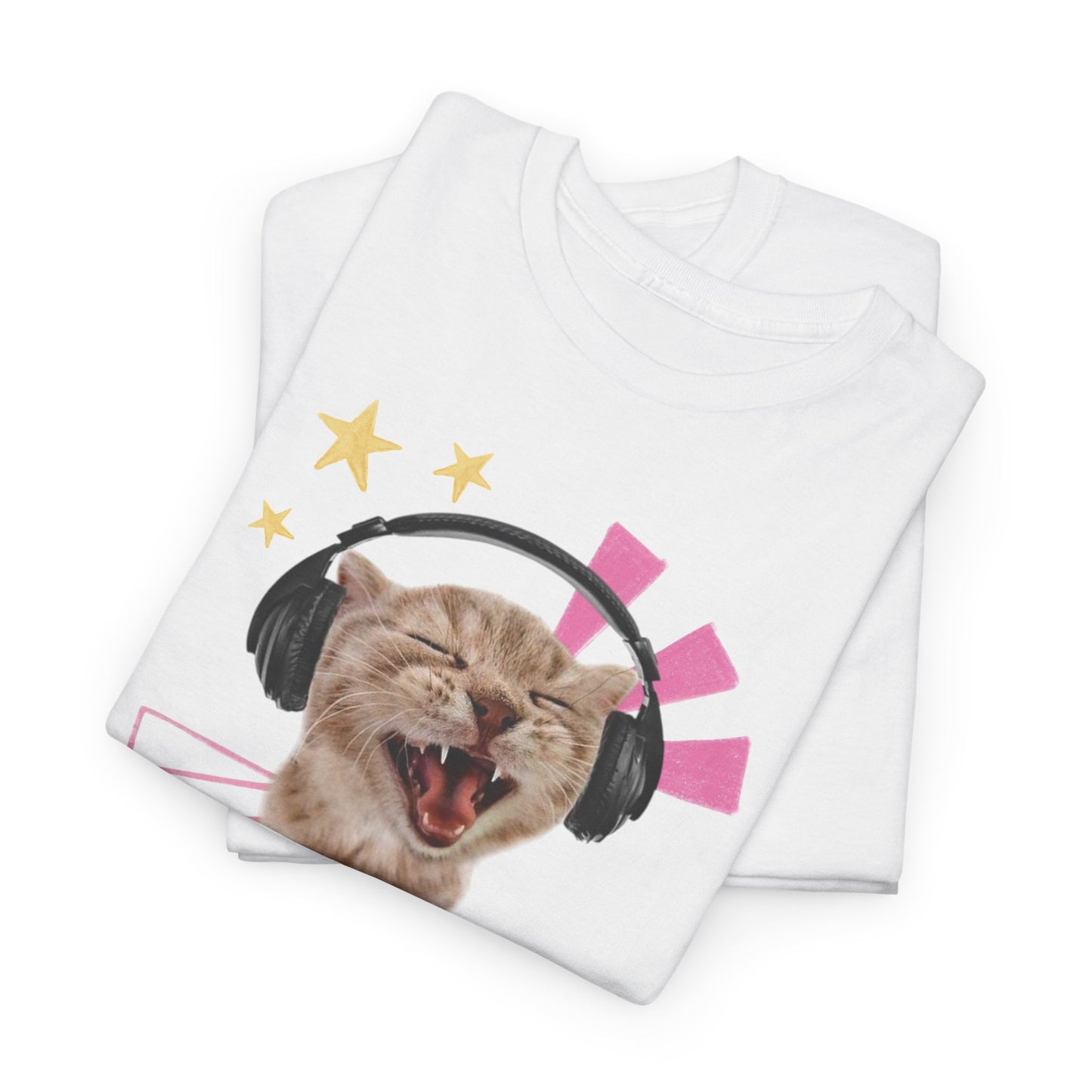 Cat with Headphones Tee