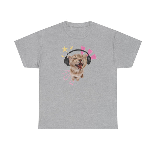 Cat with Headphones Tee